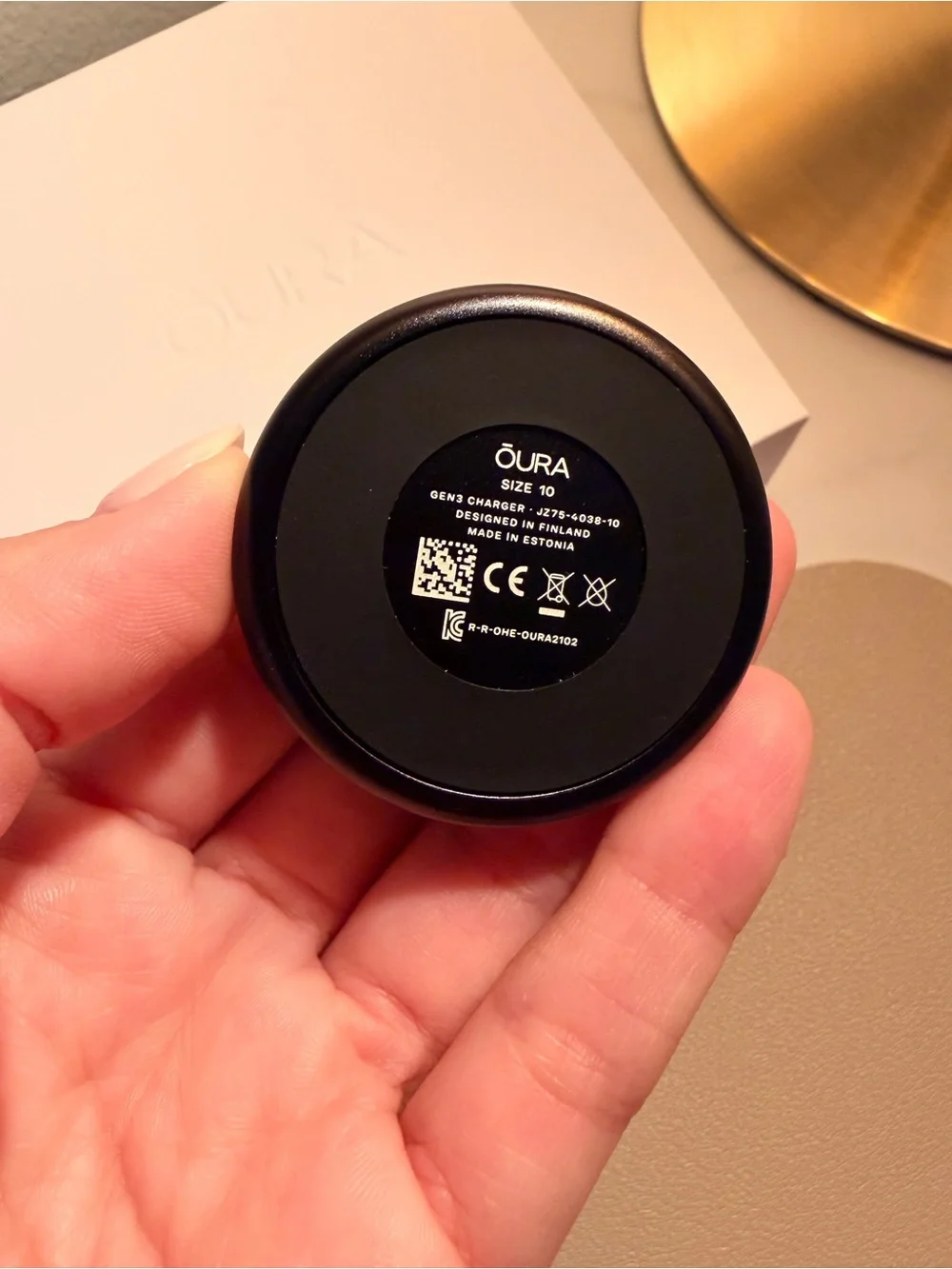 Oura Black Charging Dock with White Presentation Box